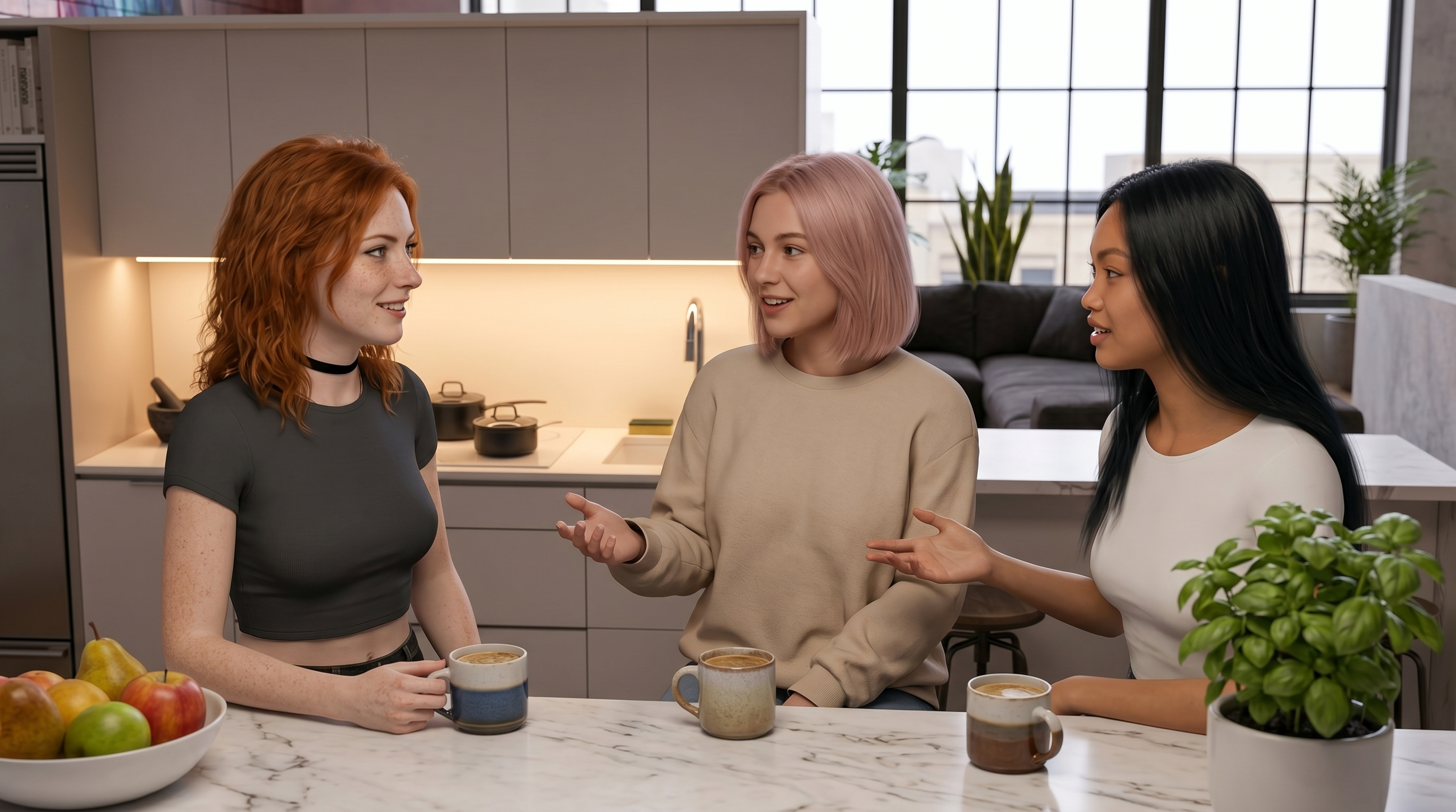 Lara, Sunny und Mayiko beim Mädelsabend